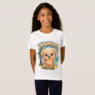 ワッフースターシー 可愛いパピー トロピカルアイランド Tシャツ