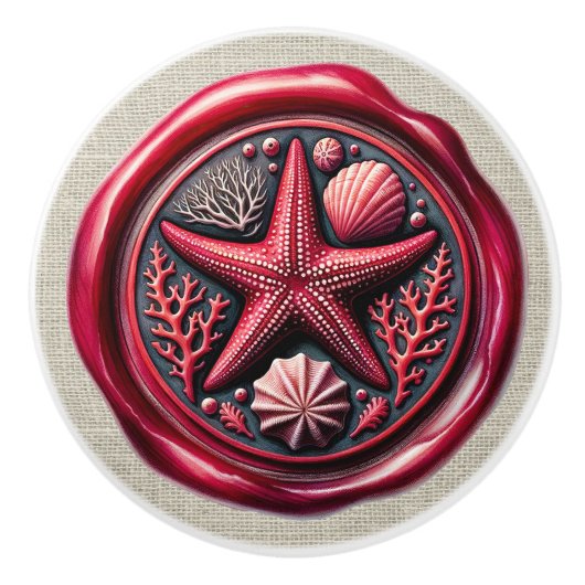 ワッ航海のクスタンプビーチ引出しノブ セラミックノブ (正面)