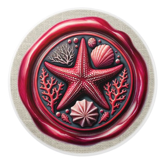 ワッ航海のクスタンプビーチ引出しノブ セラミックノブ (正面)