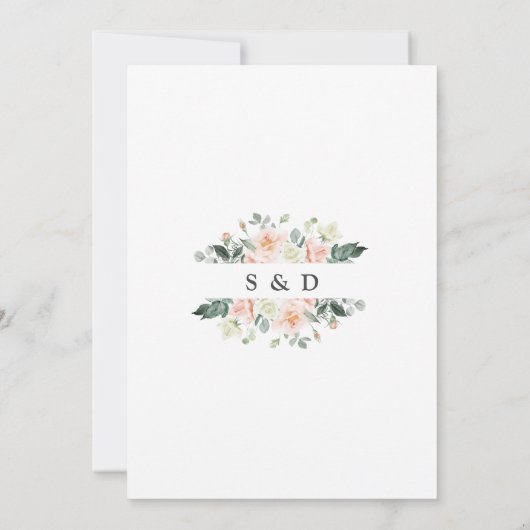 ワテアカラー赤面白い花の金ゴールド 招待状 (裏面)