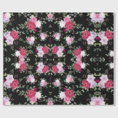 ワテカラーピンクと赤の花のヴィンテージパタユニークーン ラッピングペーパー (フラット)