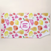 ワテカラーフルーツモノグラム ビーチタオル (正面)