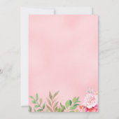 ワテカラー赤面ピンクベアーガールベビーシャワーフローラ 招待状 (裏面)