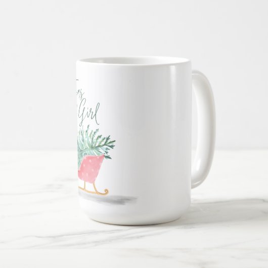 ワテロールクリスマスロヴィンの女の子の引そりを引く コーヒーマグカップ (正面右)