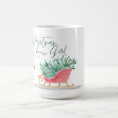 ワテロールクリスマスロヴィンの女の子の引そりを引く コーヒーマグカップ (中央)