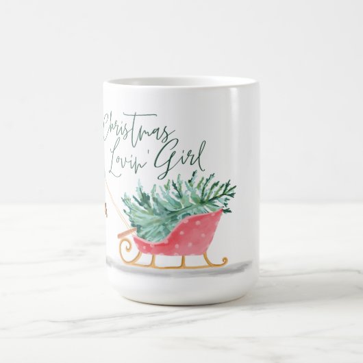 ワテロールクリスマスロヴィンの女の子の引そりを引く コーヒーマグカップ (中央)