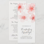 ワテロールフラワーボタニカルピンク結婚式 プログラム (正面/裏面)