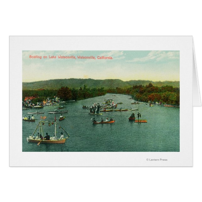 ワトソンビル湖のボートの空中表示 (正面横)