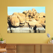 ワトソン湖の花崗岩のキャンバスに包まれた岩 キャンバスプリント (インサイチュ (リビング))