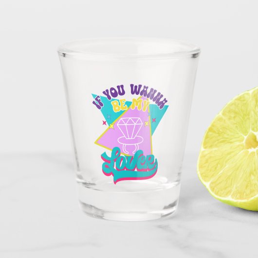 ワナおもしろいナベ90年代バチェロレッテ ショットグラス (正面)