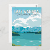 ワナカオタゴニュージーランドトラベルアートヴィンテージ ポストカード (正面/裏面)