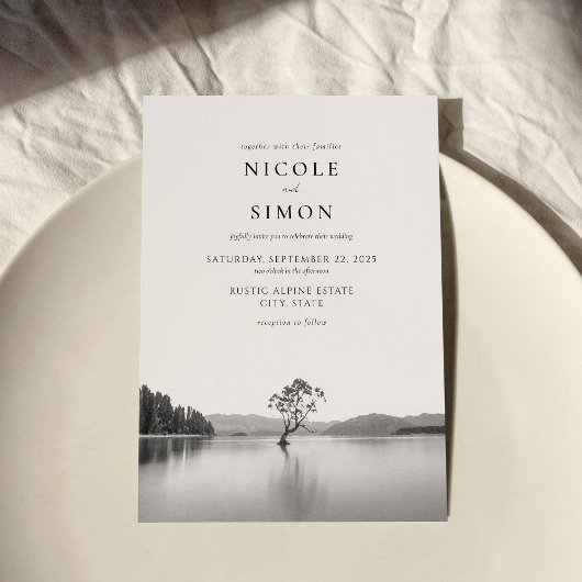 ワナカツリー水彩風景結婚ズ 招待状