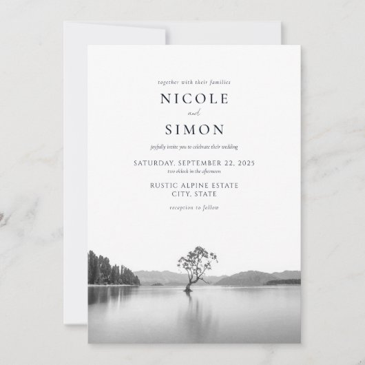 ワナカツリー水彩風景結婚ズ 招待状 (正面)