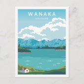 ワナカニュージーランドトラベルプレイスイラストレーション ポストカード (正面)