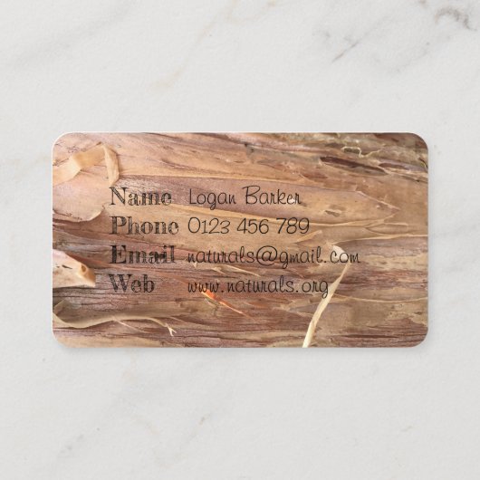 ワナチュラル名刺を樹皮 名刺 (裏面)