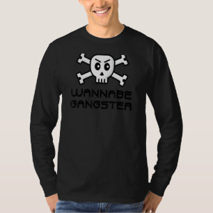 ワナベギャングスタースカルおよびクロスボーンワードデザイン Tシャツ