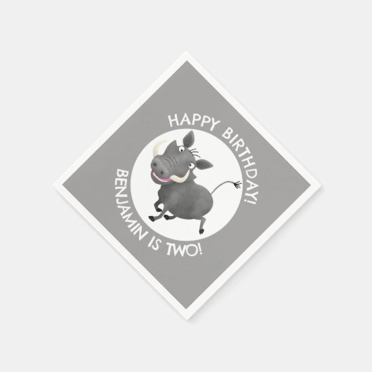 ワニおもしろいグのパーソナライズされた誕生日 スタンダードカクテルナプキン (角)