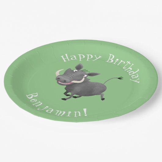 ワニおもしろいグのパーソナライズされた誕生日 ペーパープレート (アングル)