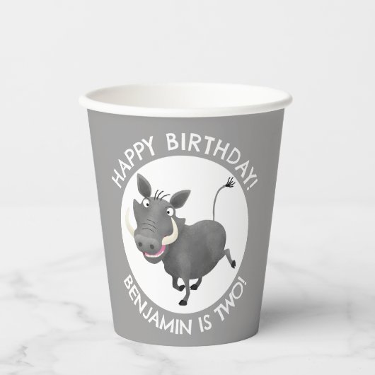 ワニおもしろいグのパーソナライズされた誕生日 紙コップ (正面)