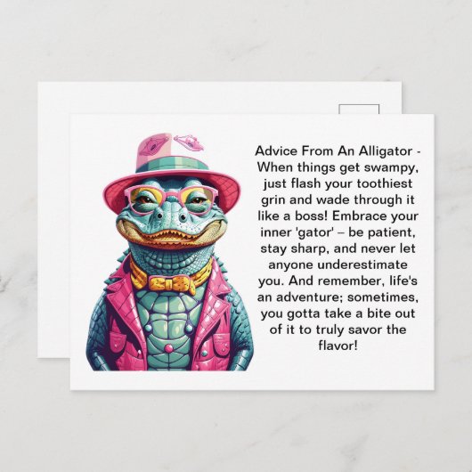 ワニおもしろいゲーターのアドバイス ポストカード (正面/裏面)