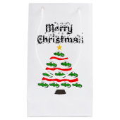 ワニおもしろいゲータークリスマスツリー スモールペーパーバッグ (正面)