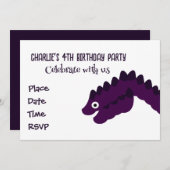 ワニおもしろいゲータークロコダイル子供の誕生日パーティー 招待状 (正面/裏面)