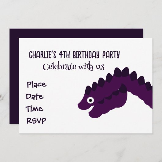 ワニおもしろいゲータークロコダイル子供の誕生日パーティー 招待状 (正面/裏面)