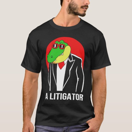 ワニおもしろいゲータークロコダイル弁護士弁護士Aリチガ Tシャツ (正面)