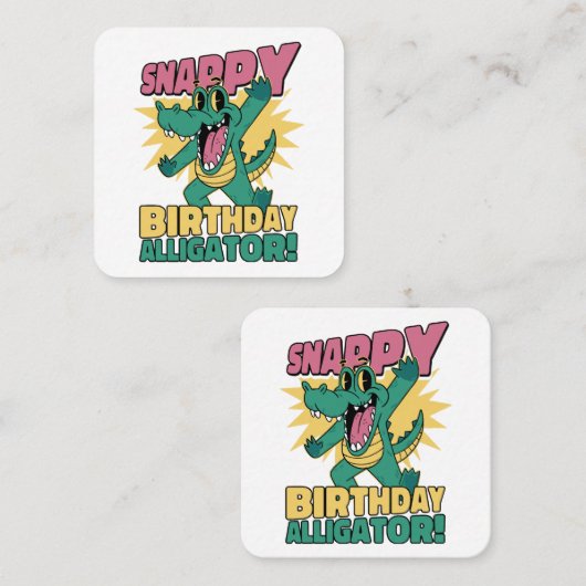 ワニおもしろいゲーター恋人と誕生日ワニ スクエア名刺 (正面/裏面)