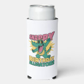 ワニおもしろいゲーター恋人と誕生日ワニ スリム缶クーラー (Seltzer正面)