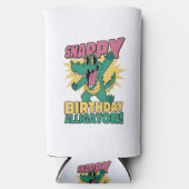 ワニおもしろいゲーター恋人と誕生日ワニ スリム缶クーラー (正面)