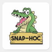 ワニおもしろいゲーター恋人と飼育員ワニ スクエアシール (正面)