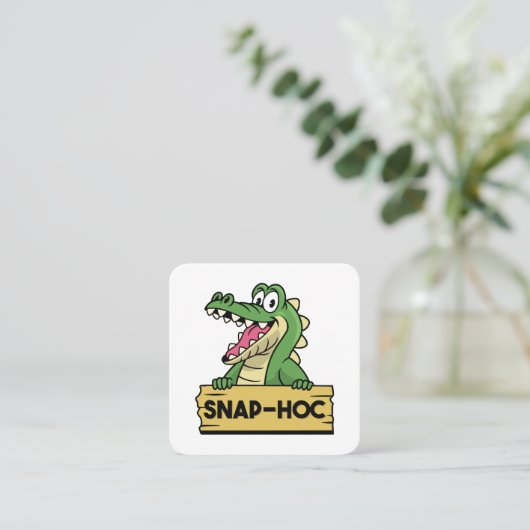 ワニおもしろいゲーター恋人と飼育員ワニ スクエア名刺 (スタンド正面)