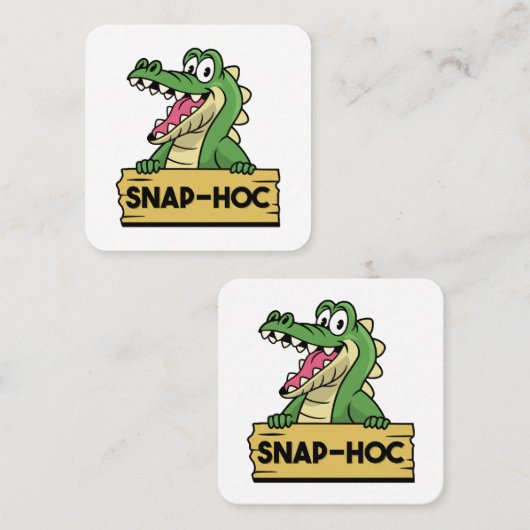 ワニおもしろいゲーター恋人と飼育員ワニ スクエア名刺 (正面/裏面)