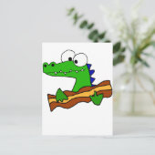ワニおもしろいゲータ食べ物ーのベーコンのアートワーク ポストカード (スタンド正面)