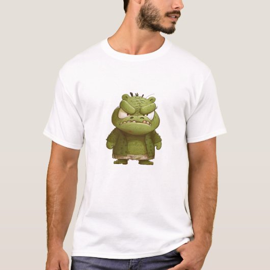 ワニかわいい可愛いユーモアのあるイラストレーション Tシャツ (正面)