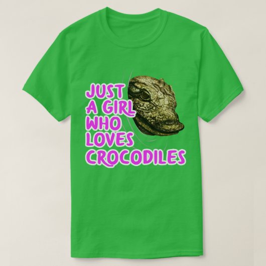 ワニが大好きな女の子 Tシャツ (デザイン正面)