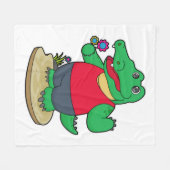 ワニと花 フリースブランケット (正面(横))