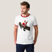 ワニに乗っているすてきなサンタクロース Tシャツ (正面フル)