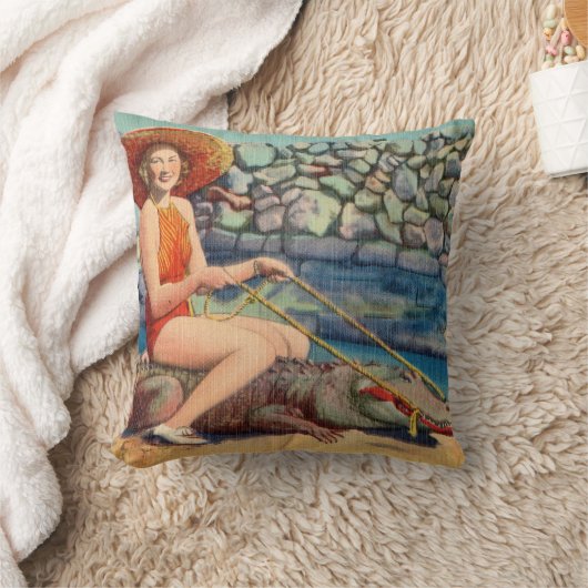 ワニに乗る クッション (ブランケット)