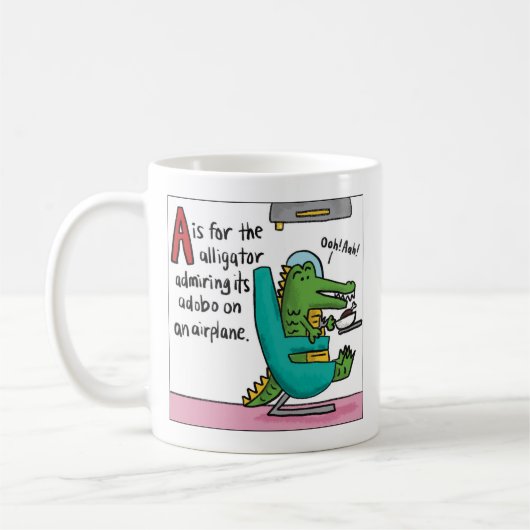 ワニのアドボTシャツ - A is for Alligator Adobo コーヒーマグカップ (左)
