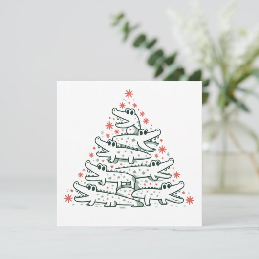 ワニのクリスマスツリー 面白い カローラダ ワニ フロリダ シーズンカード (スタンド正面)