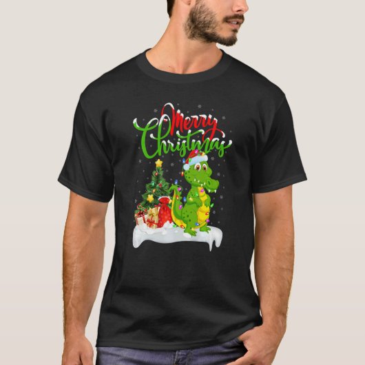 ワニのクリスマス飾り サンタワニ クリスト Tシャツ (正面)
