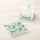 ワニのスイカ、抽象芸術ヴィンテージパターン。 ガラスコースター (アングル)