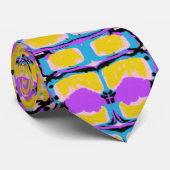 ワニのスキンイエローブルーパープル抽象芸術アート ネクタイ (ロール)