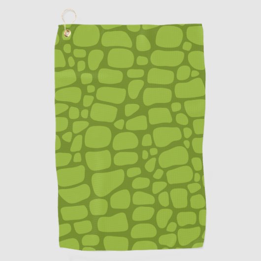 ワニのストライプ緑の野生動物の皮膚パターン ゴルフタオル (正面)