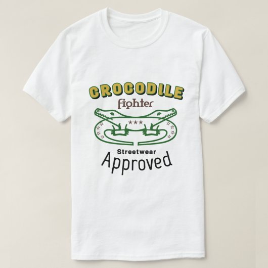 ワニのタイポグラフィーデザイン Tシャツ (デザイン正面)