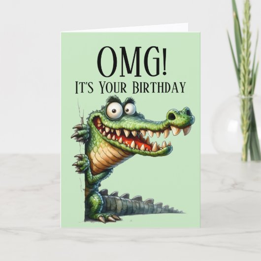 ワニのテーマの面白い誕生日カード シーズンカード (正面)
