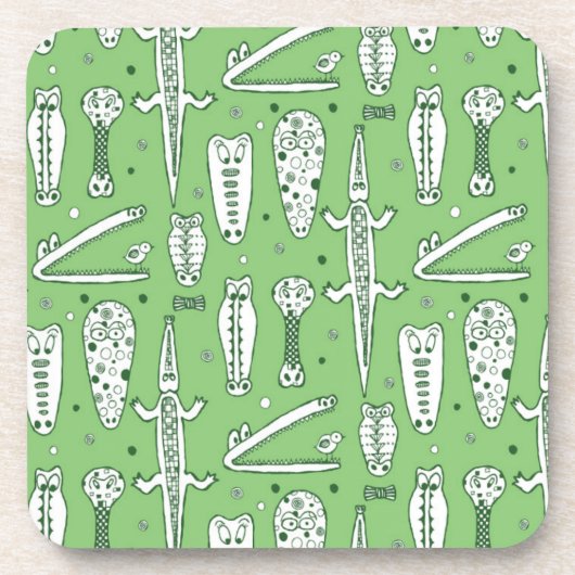 ワニのパターンをスケッチ コースター (正面)
