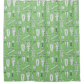 ワニのパターンをスケッチ シャワーカーテン (正面)